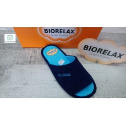 Zapatilla de casa rizada azul marino Biorelax