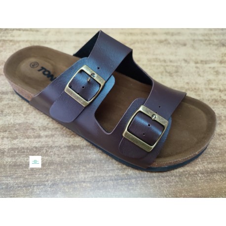 Sandalia bio marrón hebillas tallas 40 al 45